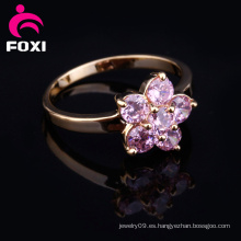 Diseño de flores de oro de fantasía anillo de dedo